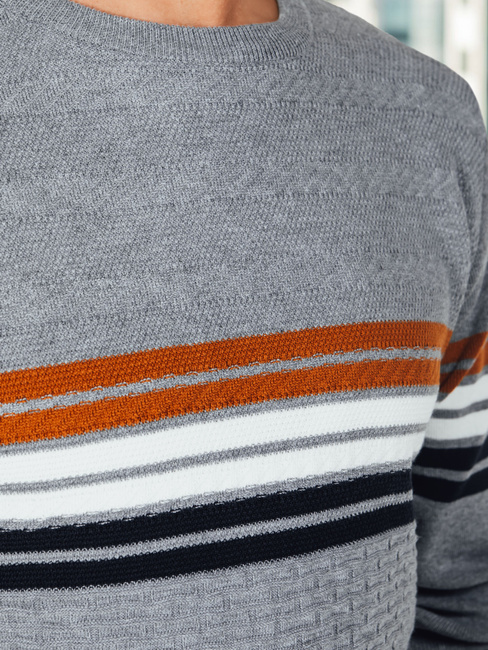 Grauer gestreifter Pullover für Männer Dstreet WX2324