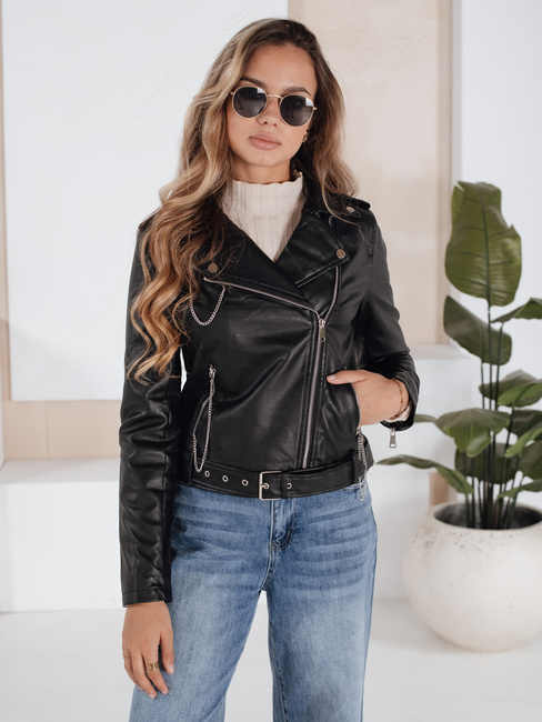 Damen Leder Ramones Jacke schwarz Dstreet TY5200