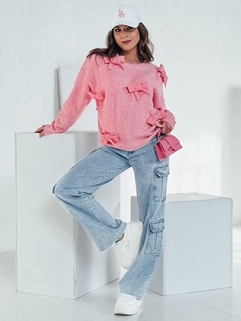 BOWTONE Damen Oversize-Pullover mit Schleifen rosa Dstreet MY2355