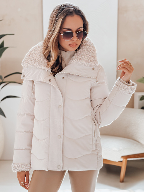 Damen WARMMISS gesteppte Winterjacke mit Kapuze weiß Dstreet TY4922