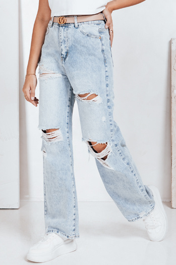 Weite Rippenjeans für Frauen blau Dstreet UY2794