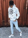 Herren Kapuzenpullover mit Aufdruck Weiß Dstreet BX5323