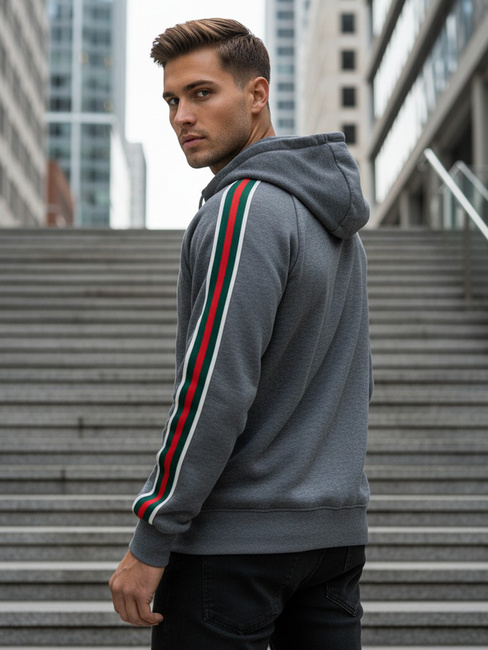 Grauer Herren-Kapuzenpullover Dstreet BX5938