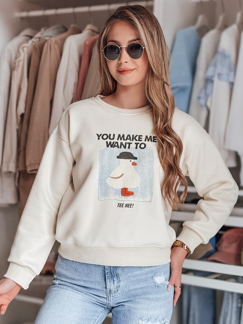 Damen Sweatshirt in Übergröße bedruckt GOOSHY ecru Dstreet BY1427