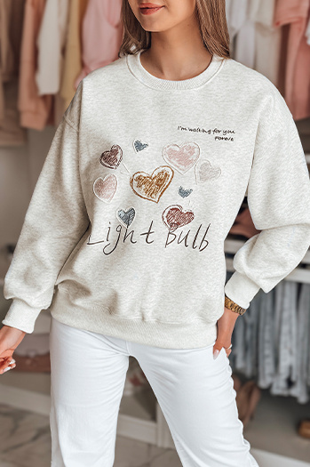 Damen Sweatshirt in Übergröße mit Herzen PINKNOTE grau Dstreet BY1501