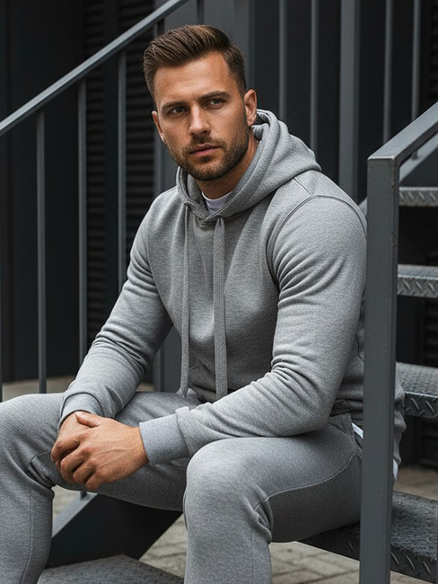 Herren Kapuzenpullover Hellgrau BX3646