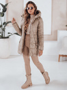 Gesteppte Winterjacke für Damen mit Kapuze in camel Dstreet TY5091