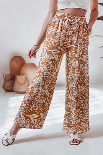 Damen Stoffhose mit weitem Bein TROPICAL SUN camel Dstreet UY2633