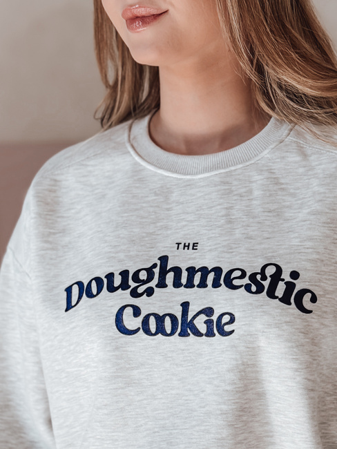 Damen Sweatshirt in Übergröße mit COOKIES Druck hellgrau Dstreet BY1444