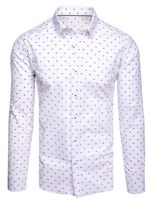 Herren Langarmhemd gemustert weiß Dstreet DX2607