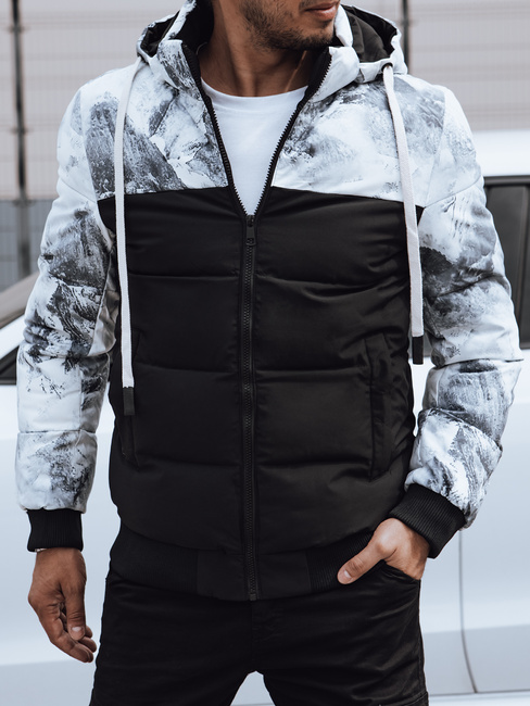 Herren Steppwinterjacke mit Kapuze schwarz Dstreet TX4824