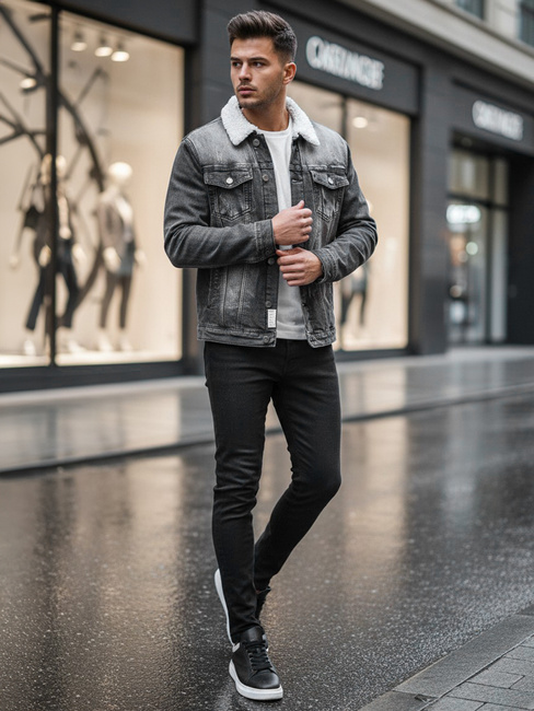 Isolierte Herren-Jeansjacke schwarz Dstreet TX4230z