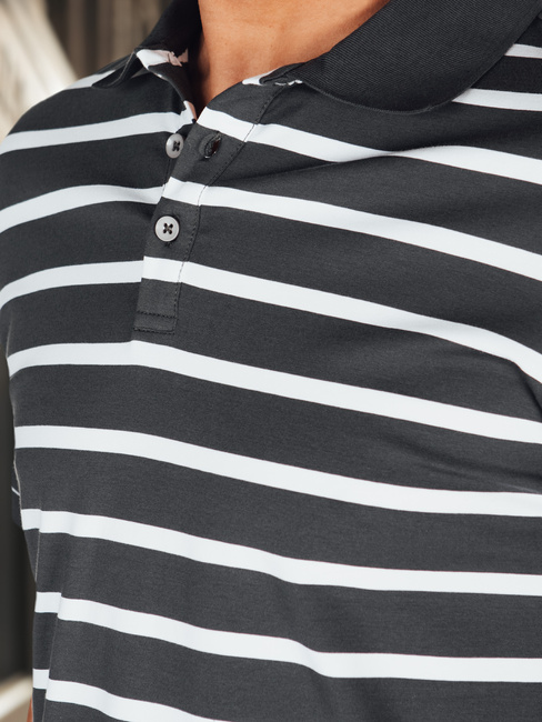 Grau gestreiftes Herren-Poloshirt Dstreet PX0639