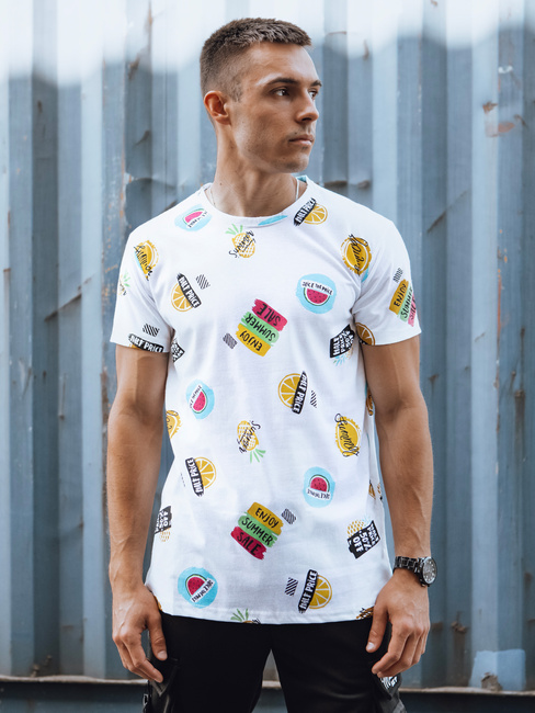 Herren T-shirt mit Aufdruck Weiß Dstreet RX5613