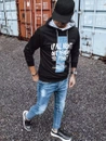 Herren Kapuzenpullover mit Aufdruck Schwarz Dstreet BX5396
