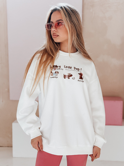 Damen Sweatshirt in Übergröße mit Dackel JAMNIKOVE weiß Dstreet BY1498