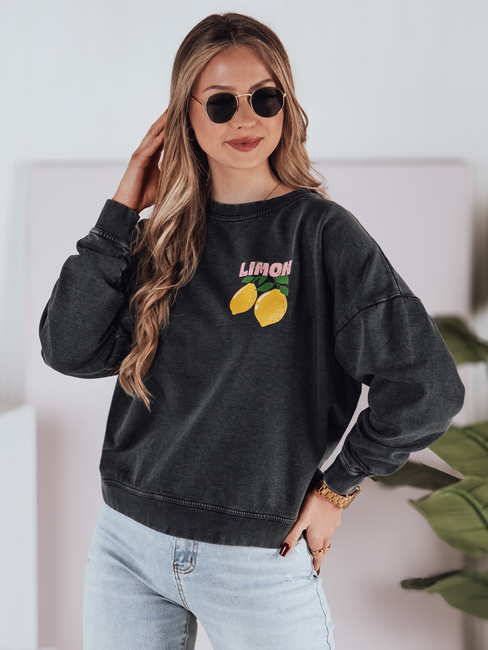 Damen Sweatshirt in Einheitsgröße LEMONFIT graphit Dstreet BY1348