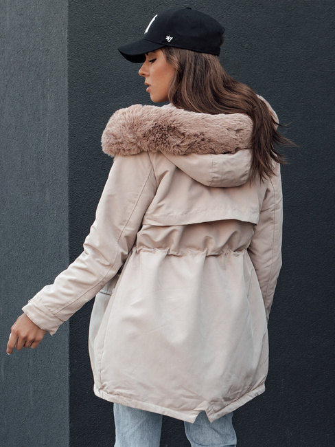 Damen Winter Parka Jacke mit Kapuze SNOWFALL beige Dstreet TY4490