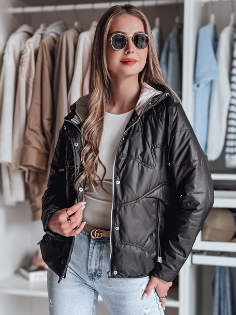 Damen Übergangs-Steppjacke mit Kapuze NIVESSO schwarz Dstreet TY4859