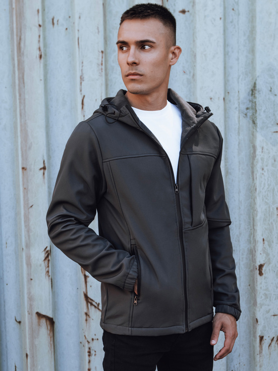 Herren Softshell-Übergangsjacke mit Kapuze dunkelgrau Dstreet TX4816