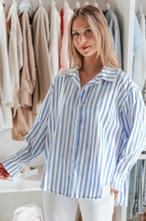 Damen Oversize Shirt mit längerem Rücken SAMONE in blau-weiß gestreift Dstreet DY0461