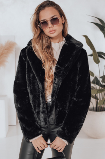 Damen Pelzmantel GLAMFLUFFY kurz schwarz Dstreet TY4985