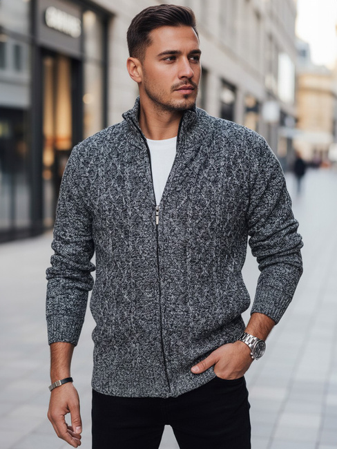 Grauer Herren-Pullover ohne Knöpfe Dstreet WX2251z