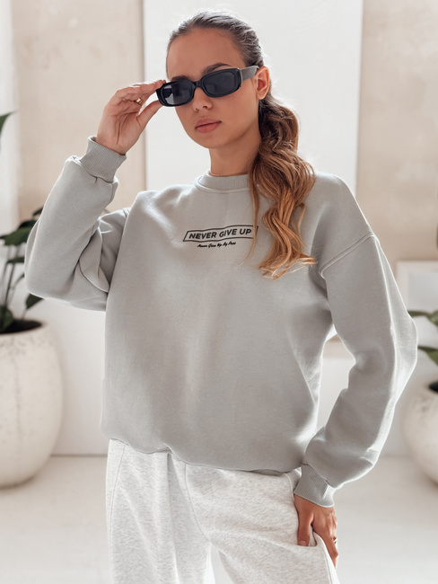 Damen Sweatshirt in Übergröße NEVER grau Dstreet BY1230