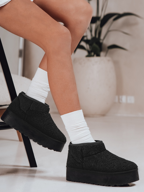 Damen Stoff Schnee Stiefel mit Pelz schwarz Dstreet ZY1296