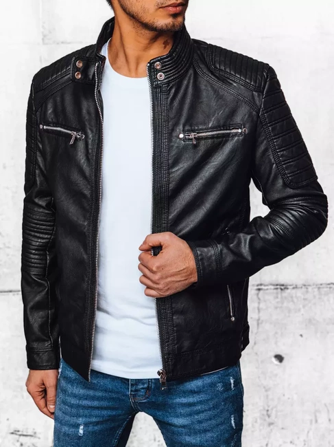 Herren Kunstlederjacke Farbe Schwarz DSTREET TX4388