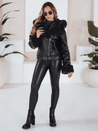 Damen Winterjacke Leder Ramoneskin mit Fell schwarz Dstreet TY5119
