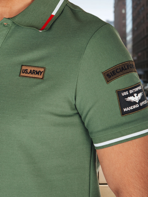 Herren-Poloshirt mit Aufnähern grün Dstreet PX0634