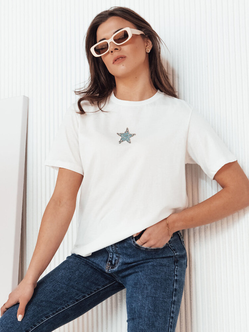 Damen-T-Shirt gestreift STAR POWDER Farbe Ecru DSTREET RY2257