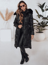 Damen Winter lange Steppjacke mit Kunstpelz schwarz Dstreet TY5072