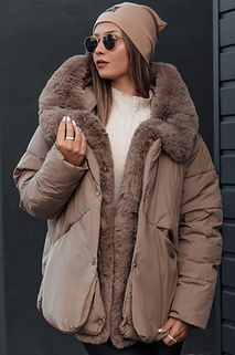 LUNAVI Damen Winterjacke gesteppt mit Fell beige Dstreet TY4666