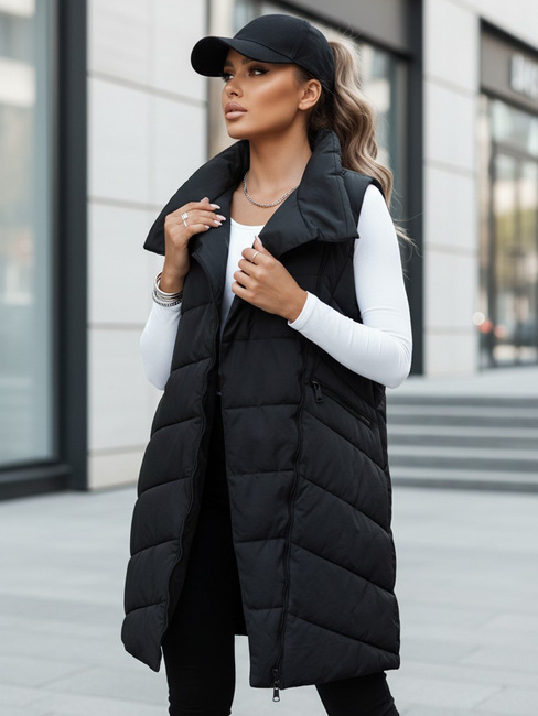 Damen Steppweste lang ohne Kapuze SERKIS schwarz Dstreet TY4524