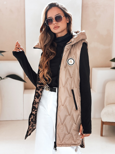 Beidseitige Kapuzenweste für Damen in camel Dstreet TY5095