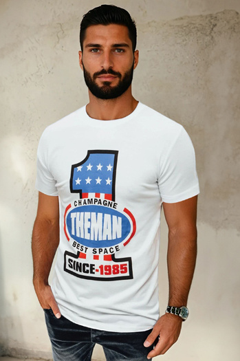 Herren T-shirt mit Aufdruck Weiß Dstreet RX4406