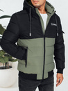 Herren Winterjacke mit Kapuze schwarz und grün Dstreet TX5051