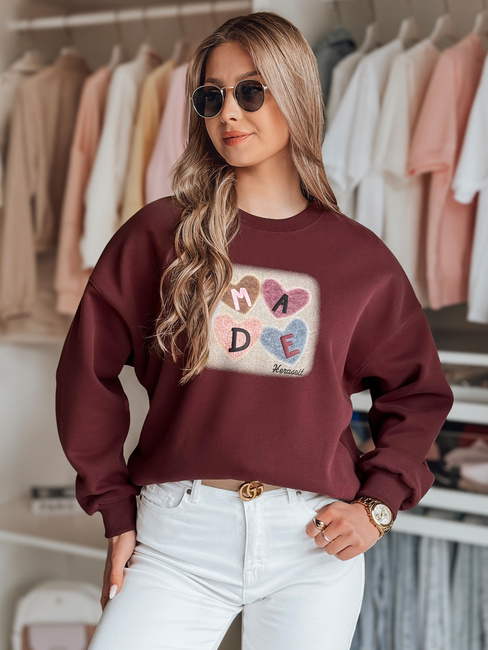 Damen Sweatshirt in Übergröße mit Herzen MADELIN burgundy Dstreet BY1458
