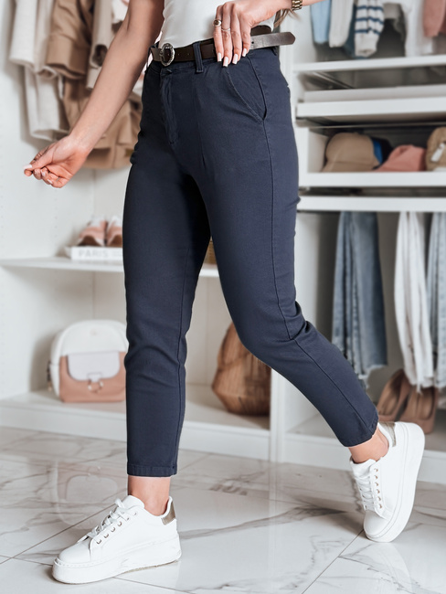 Damen Slim Fit Hose mit Gürtel TAIRONIK navy blau Dstreet UY2542