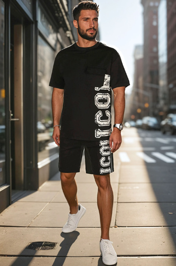 Bedrucktes Herrenset schwarz Dstreet AX0802