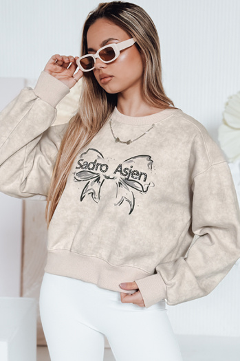Kurzes Oversize-Sweatshirt für Damen mit Batikmotiv DENVIS hellgrau Dstreet BY1424