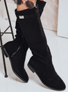 Damen Wildleder Stiefel mit niedrigen Absätzen schwarz Dstreet ZY1090