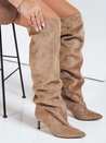 Damenstiefel mit Crinkle Schaft beige Wildleder Dstreet ZY1100