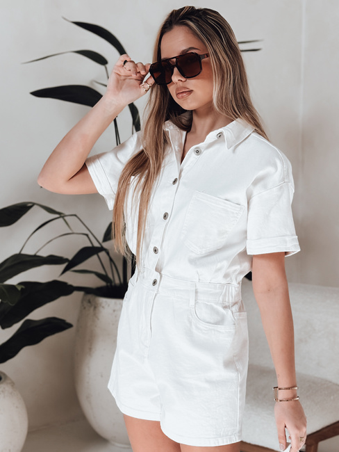 DINOZIA weiß Denim kurzen Overall Dstreet EY2589