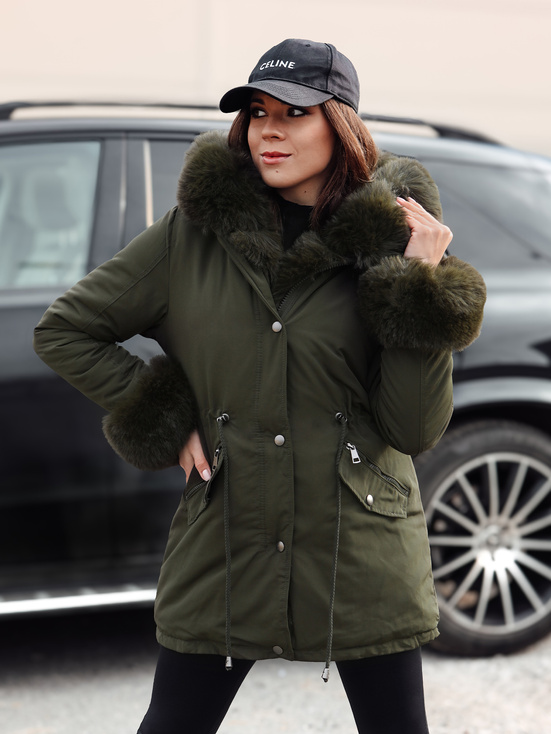 Damen Parka Jacke mit Fell CHARMFUR grün Dstreet TY4768