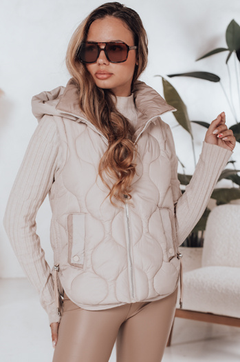 Damen Steppweste mit Kapuze MISSVEST beige Dstreet TY5020