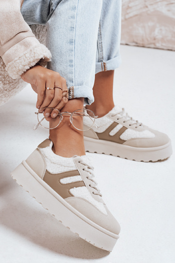 Frauen isolierte Plattform Turnschuhe beige Dstreet ZY1080