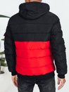 Herren Winterjacke mit Kapuze schwarz und rot Dstreet TX5052